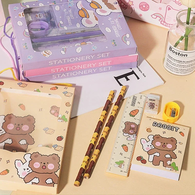 Stationery School Students Six-piece Box Pencil Eraser Supplies