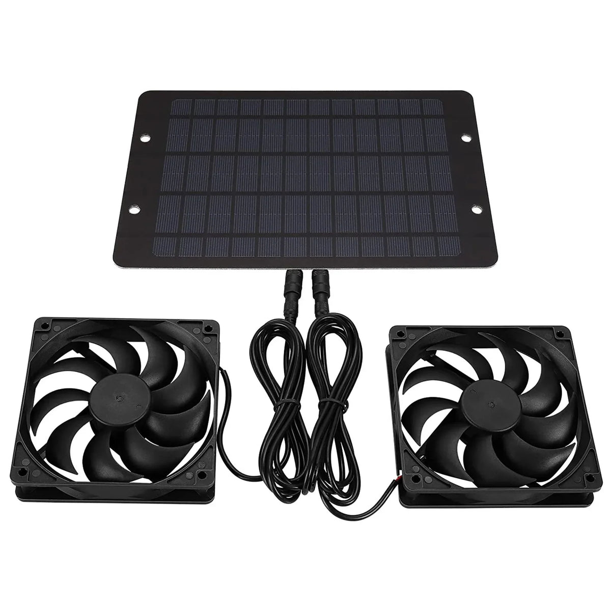 Solar Powered Dual Exhaust Fan – 10W Waterproof Ventilation Kit