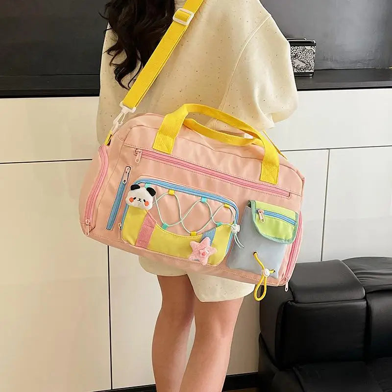 Large Color Block Tote Bag – Women's Fashion Shopper Handbag