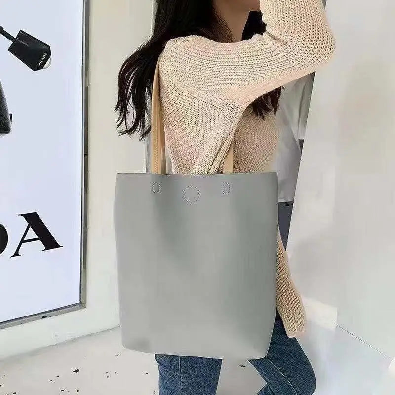 Korean PU Leather Tote Shoulder Bag – Large Capacity for Women