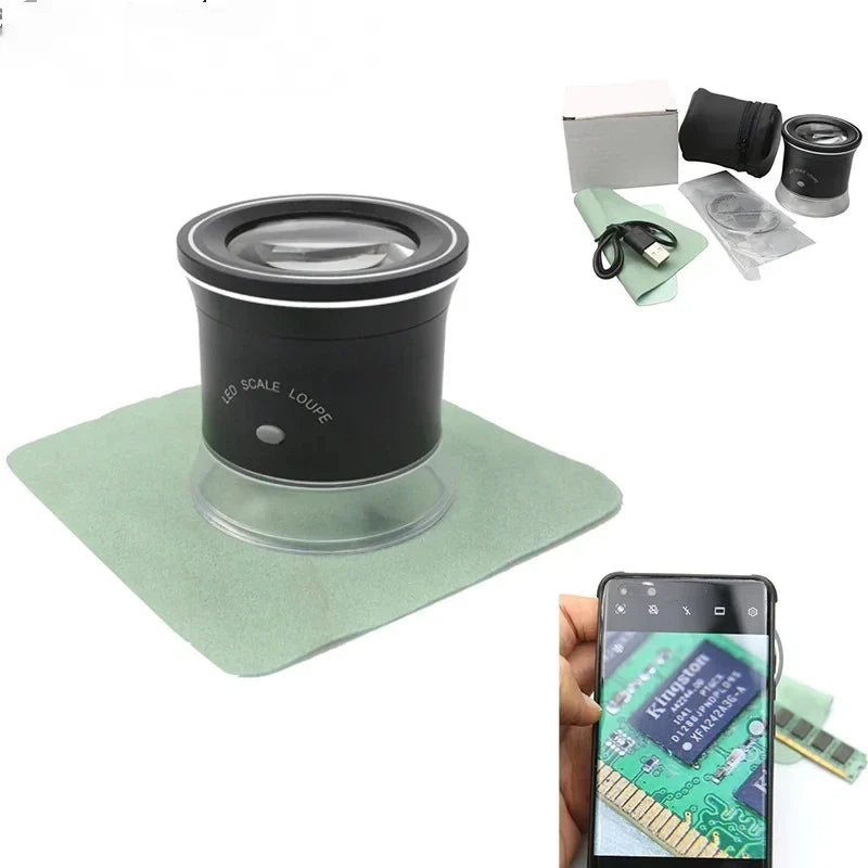 30X Illuminated Jeweler's Loupe Magnifier – 6 LED & USB
