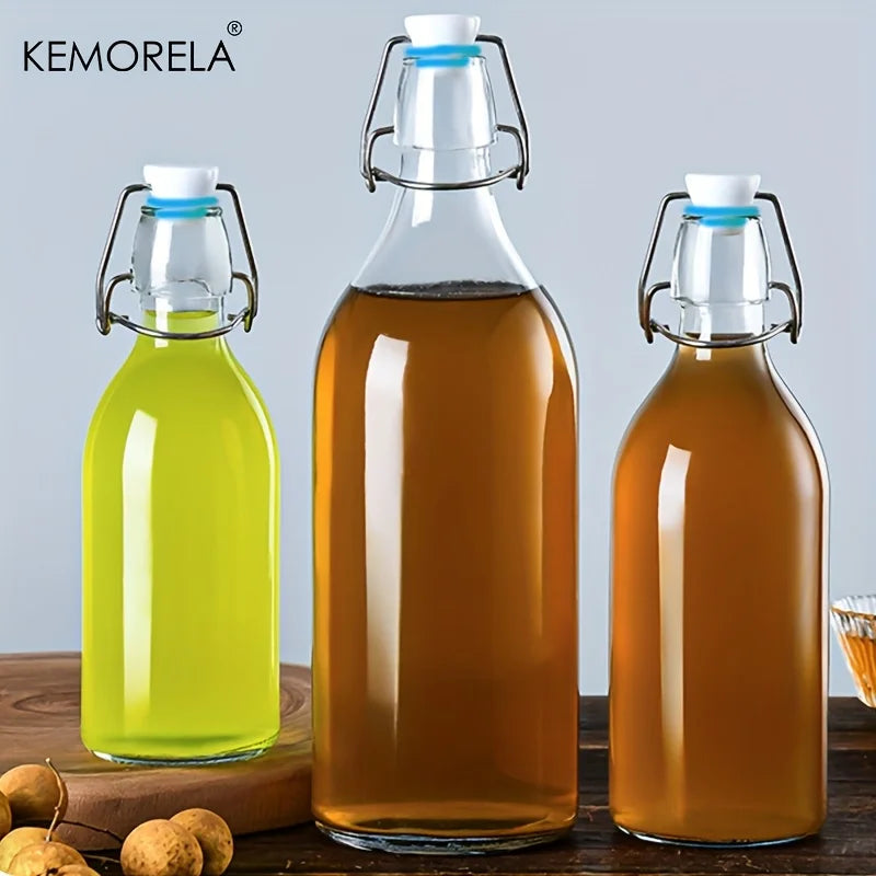 Frosted Glass Bottle 500ml/750ml – Airtight Flip Lock Brewing Jar