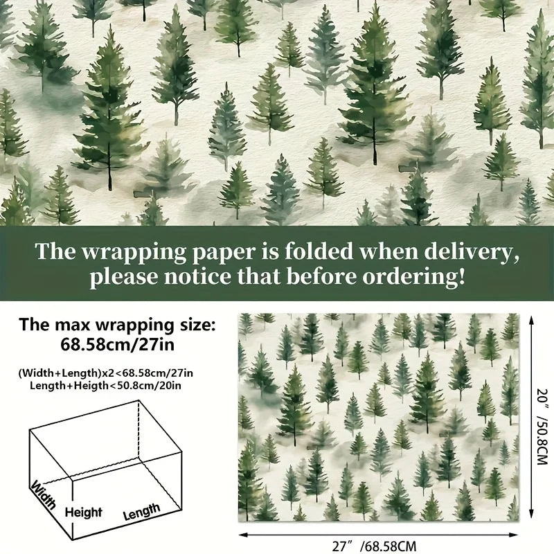 12-Pack Forest Animal Wrapping Paper – Deer & Pine Cone Design