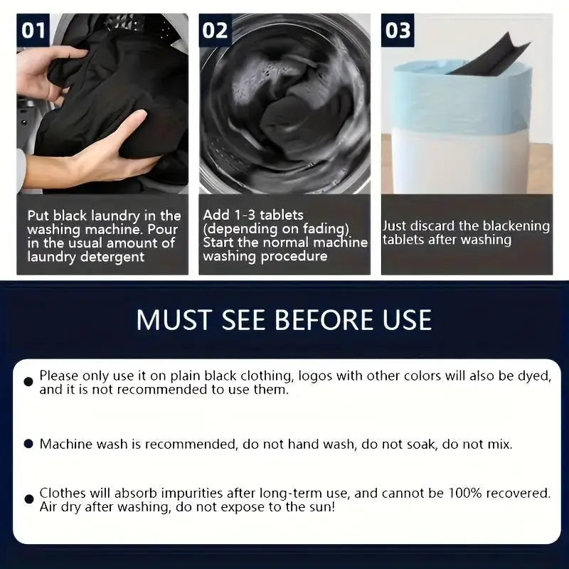 Black Color Enhancer Laundry Sheets – Anti-Fade, 5–30 Pack