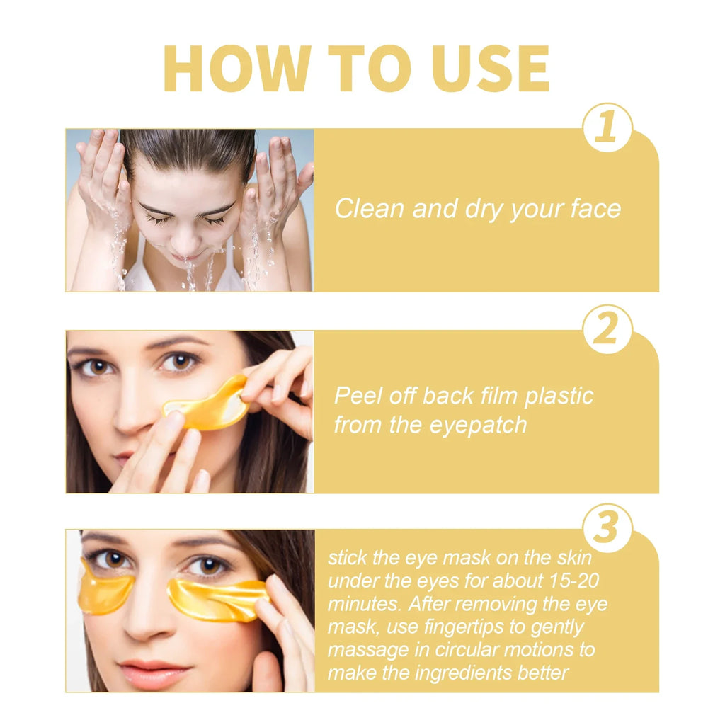24K Gold Collagen Eye Patches – Anti-Aging, 5 Pairs | Jaysuing