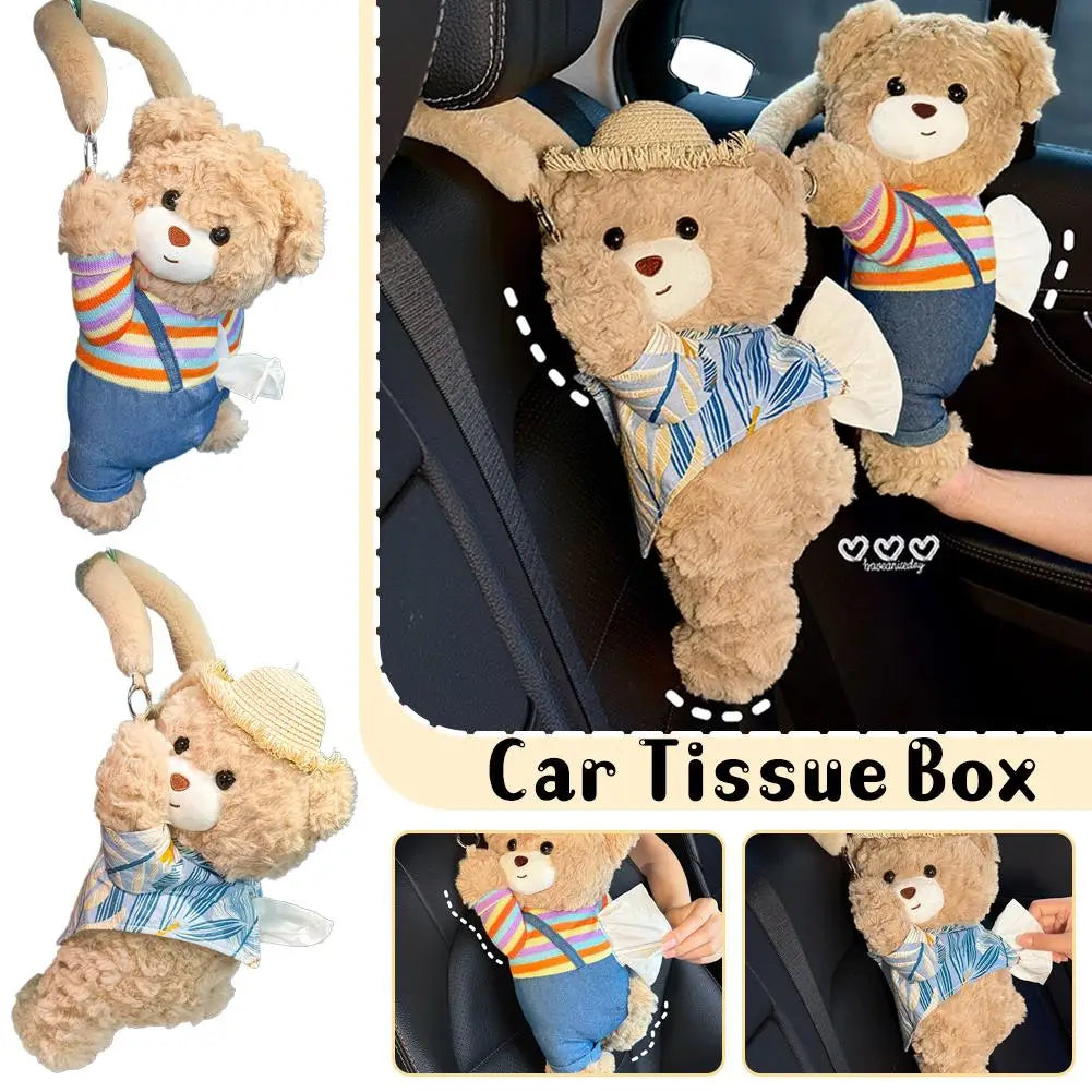 Cute Bear Plush Car Tissue Box Holder – Car & Home Decor