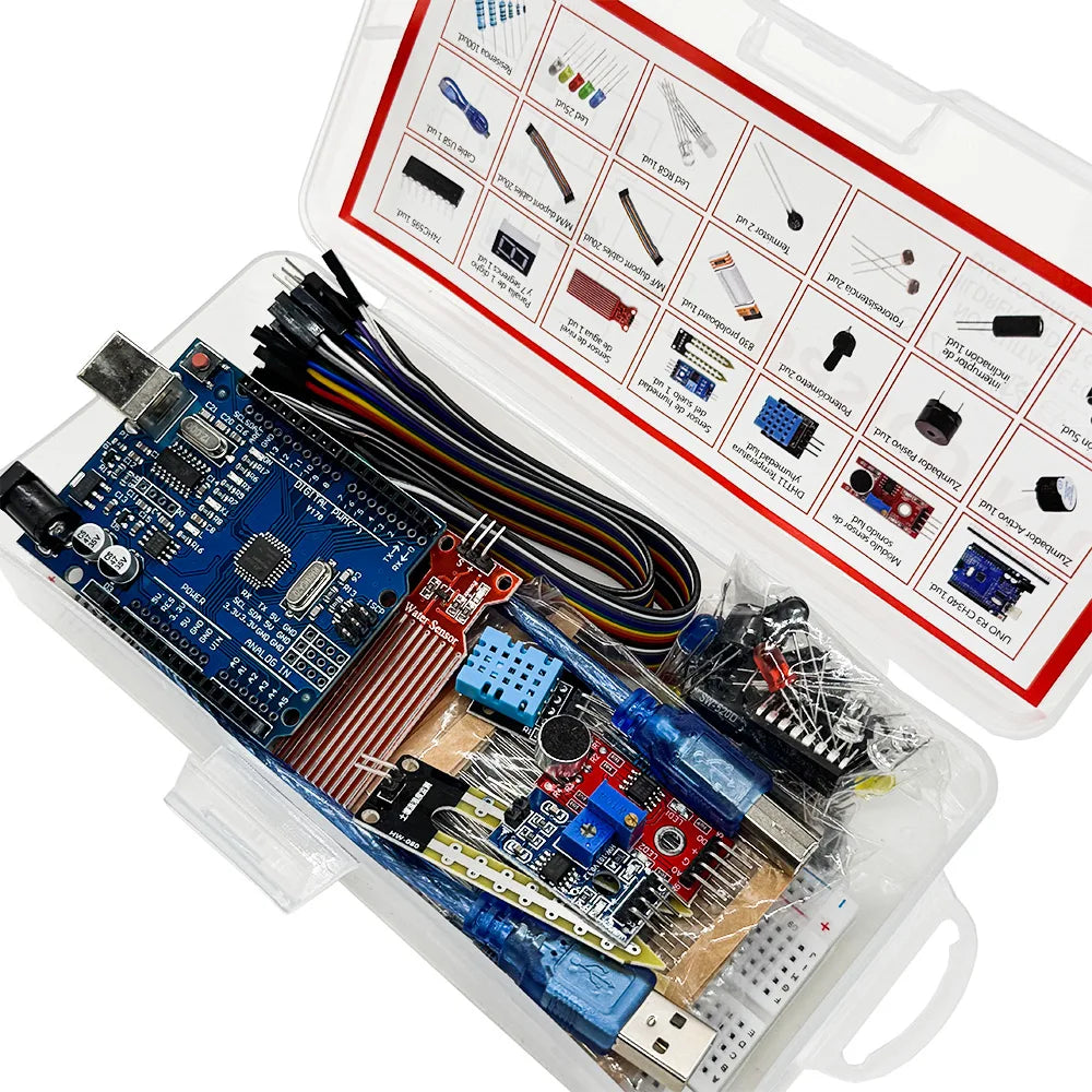 Arduino Uno R3 Starter Kit – Breadboard, Sensors & Components
