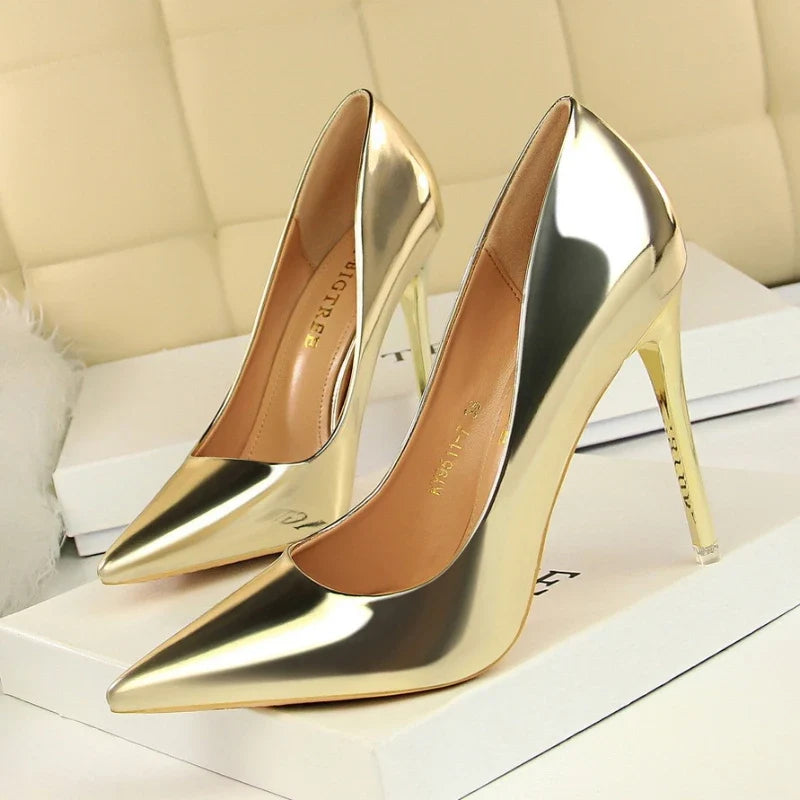 Women's Pointed Toe Stiletto Pumps – Slip-On High Heels