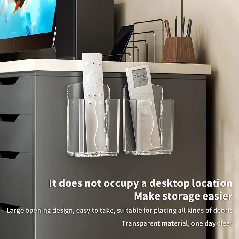 Wall Mount Phone & Remote Control Holder Storage Box