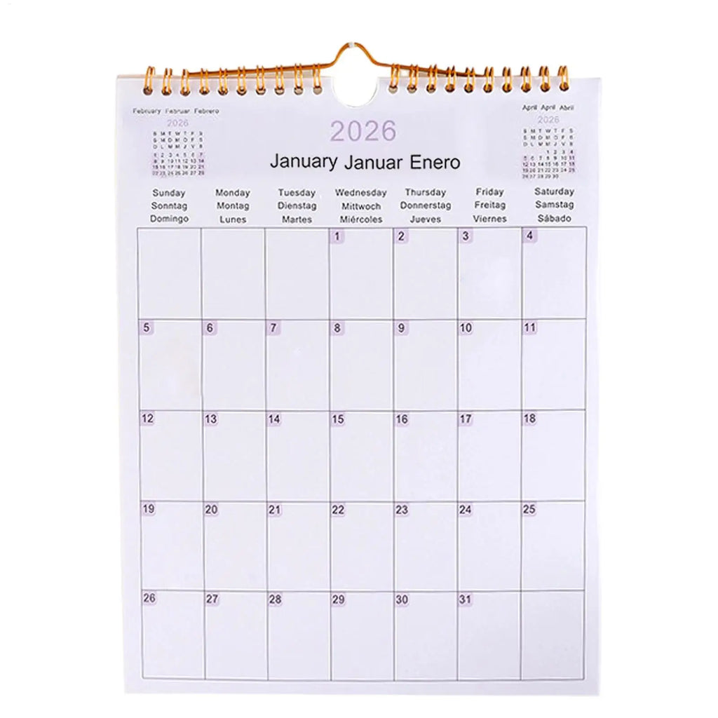 Wall Calendar 2026 12 Month Multilingual Coil Modern Decorative