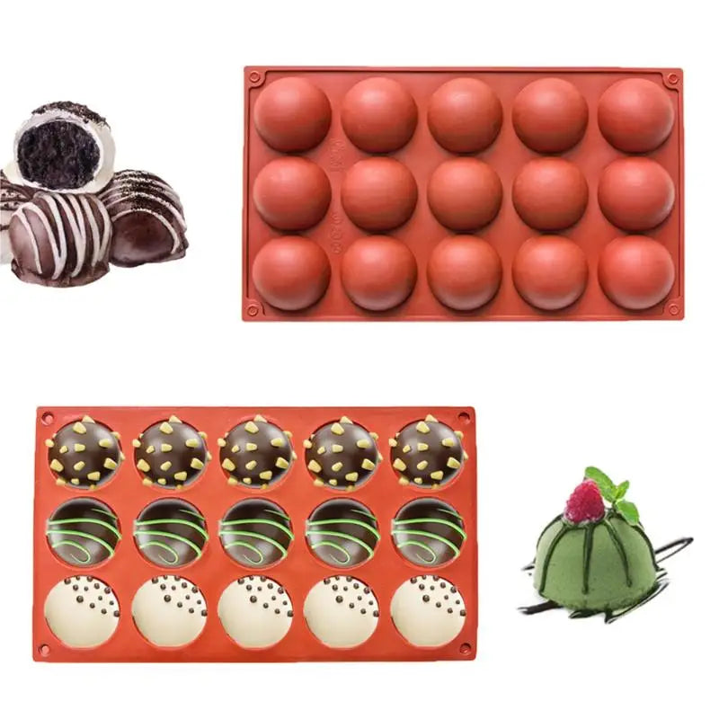 15-Cavity Silicone Half Ball Mold – Chocolate & Mousse Baking