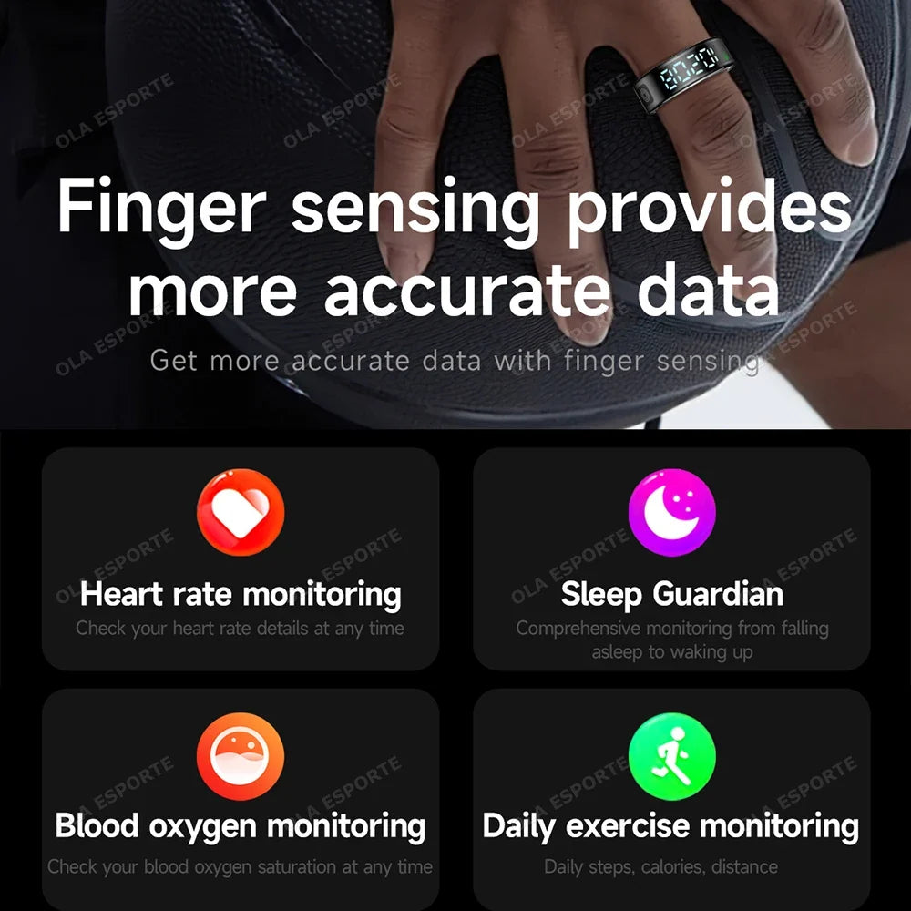 2026 Smart Ring Display Screen Touch Wireless Charging Health Manager