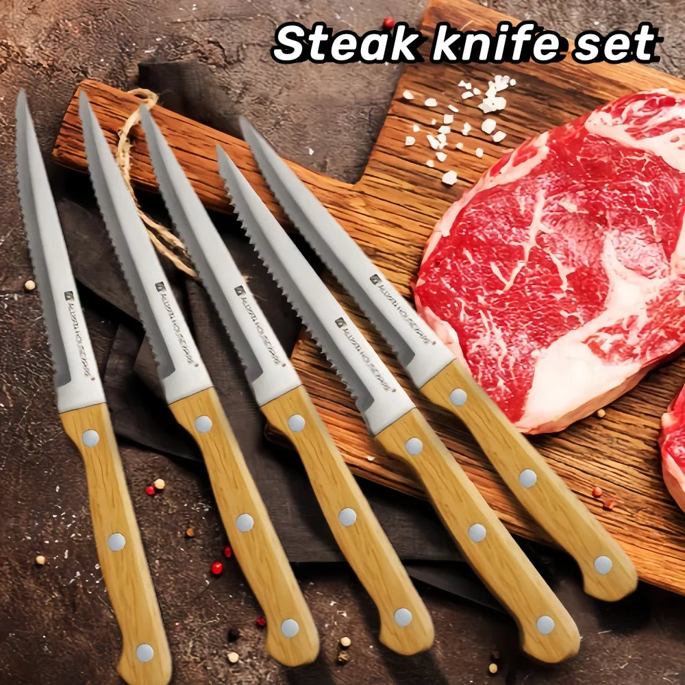 Steak Knife Set 1–8 Pcs | 420 Stainless Steel Wooden Handle