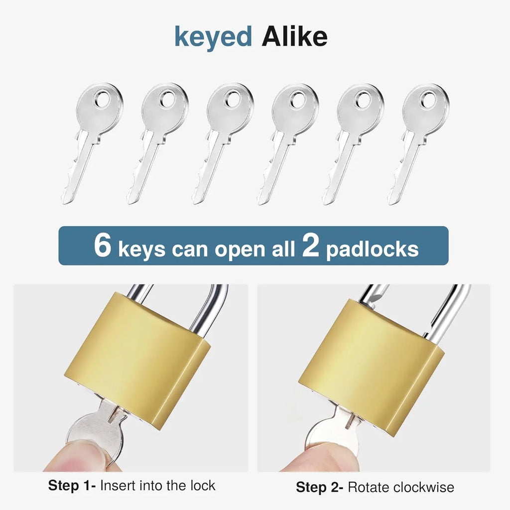 Golden Heavy-duty Keyed Padlocks Keys Large Locks Secure Locker