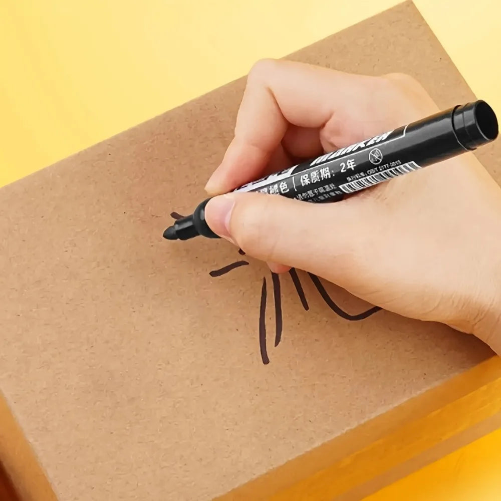 5 Waterproof Permanent Markers Large Capacity Black Ink Oil-based
