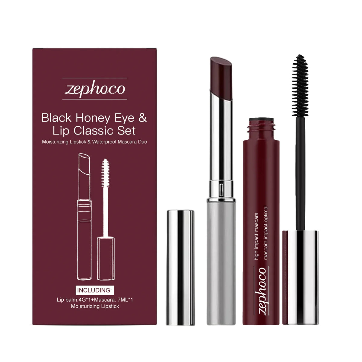 Black Honey Mascara & Plumping Lip Gloss Set – Waterproof Makeup