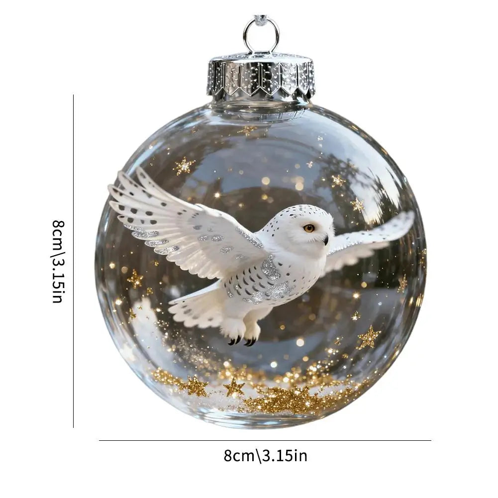 Acrylic Cardinal & Hummingbird Christmas Ball Ornament 8cm
