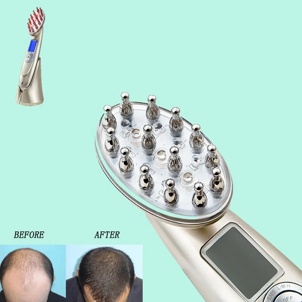 Laser RF Hair Growth Brush | LED EMS Scalp Massager Comb