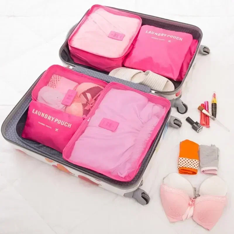 6-Piece Travel Packing Organizer Bags | Foldable Luggage Set