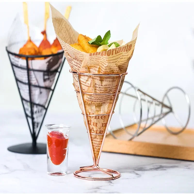 Fries Stand Fried Chicken Display Rack Stainless Appetizers Cone