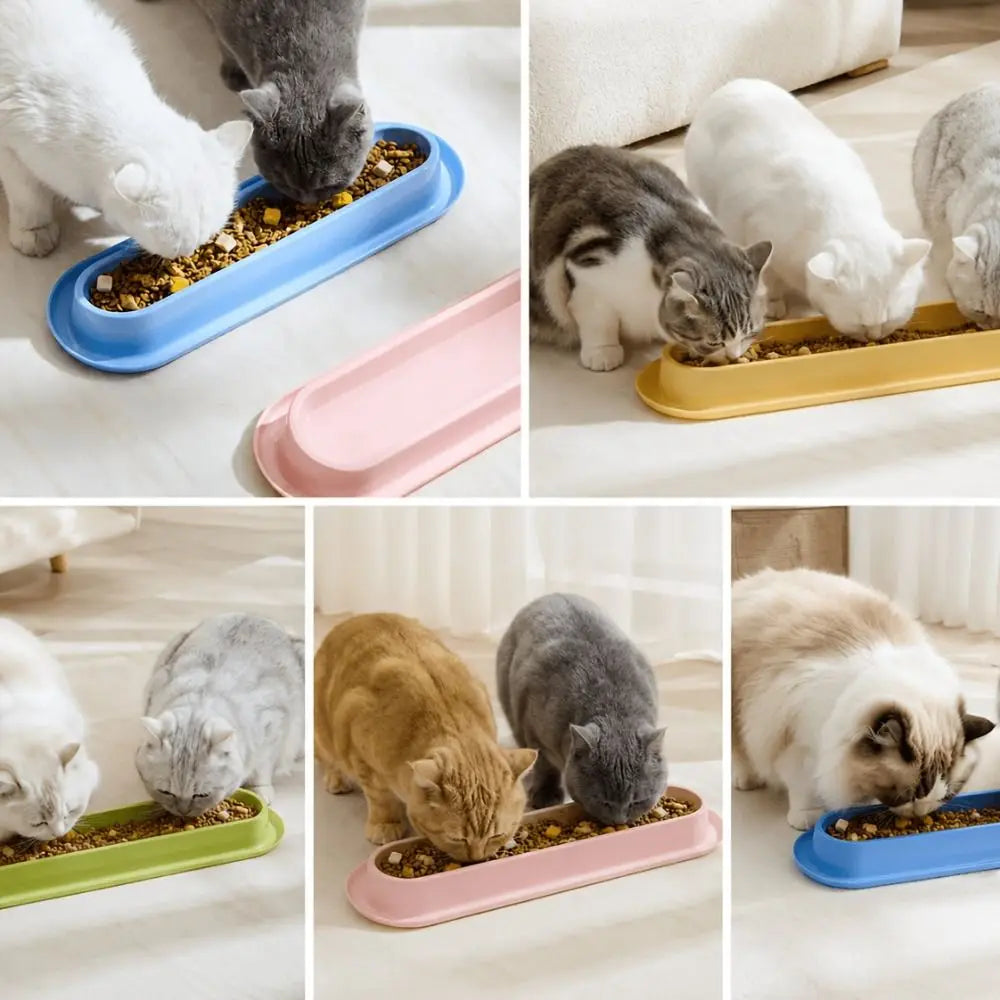 Extra Long Tilted Pet Bowl – Anti-Slip, Large Capacity Cat & Dog