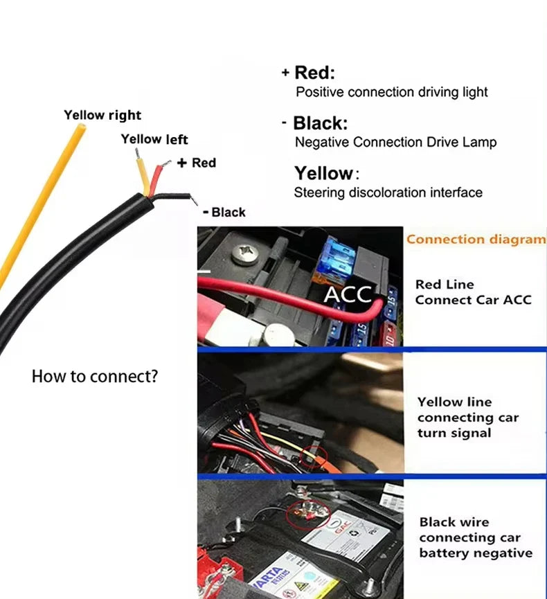 12V LED Car Hood DRL Light Strip with Turn Signal & Scan Effect