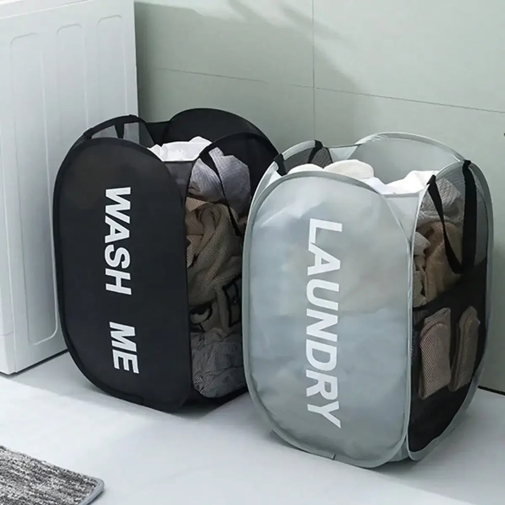 Collapsible Mesh Pop-Up Laundry Hamper | Portable Basket