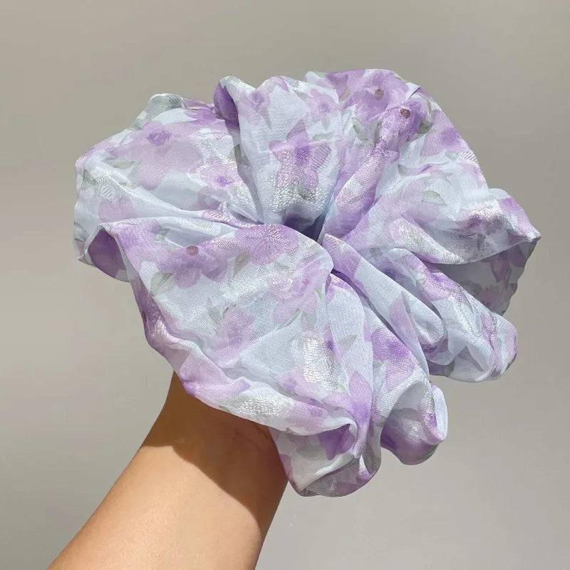Extra Large Mesh Flower Scrunchie Hair Tie for Women