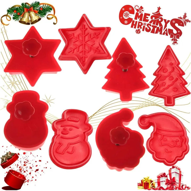 Mini Cookie Cutters 3D Raised Stamps Snowflake Snowman Candy Baking
