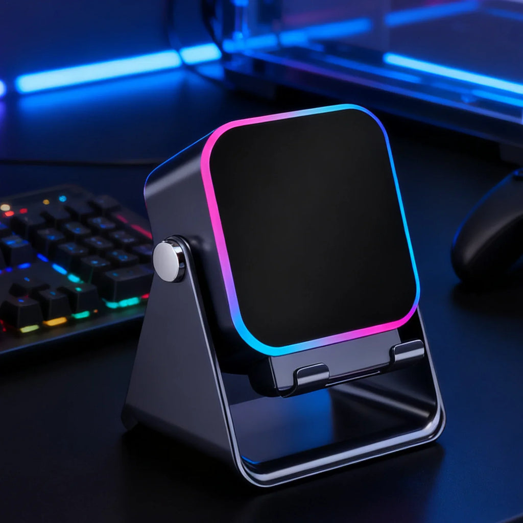 Folding Phone Stand with Bluetooth Speaker & LED Light – 10W