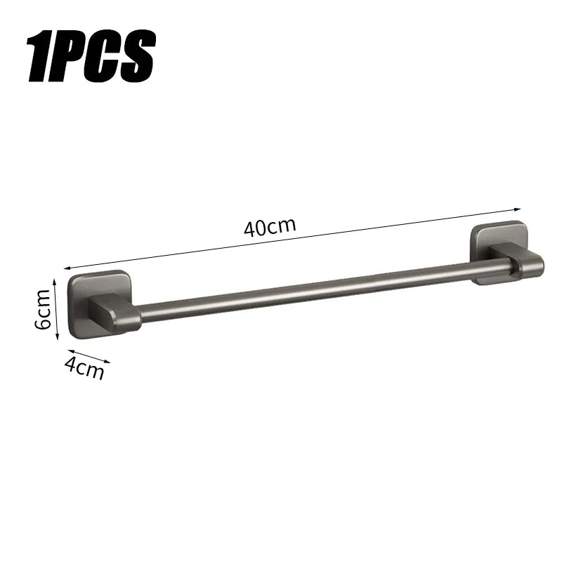 No-Drill Stainless Steel Towel Rack & Bathroom Shelf Organizer