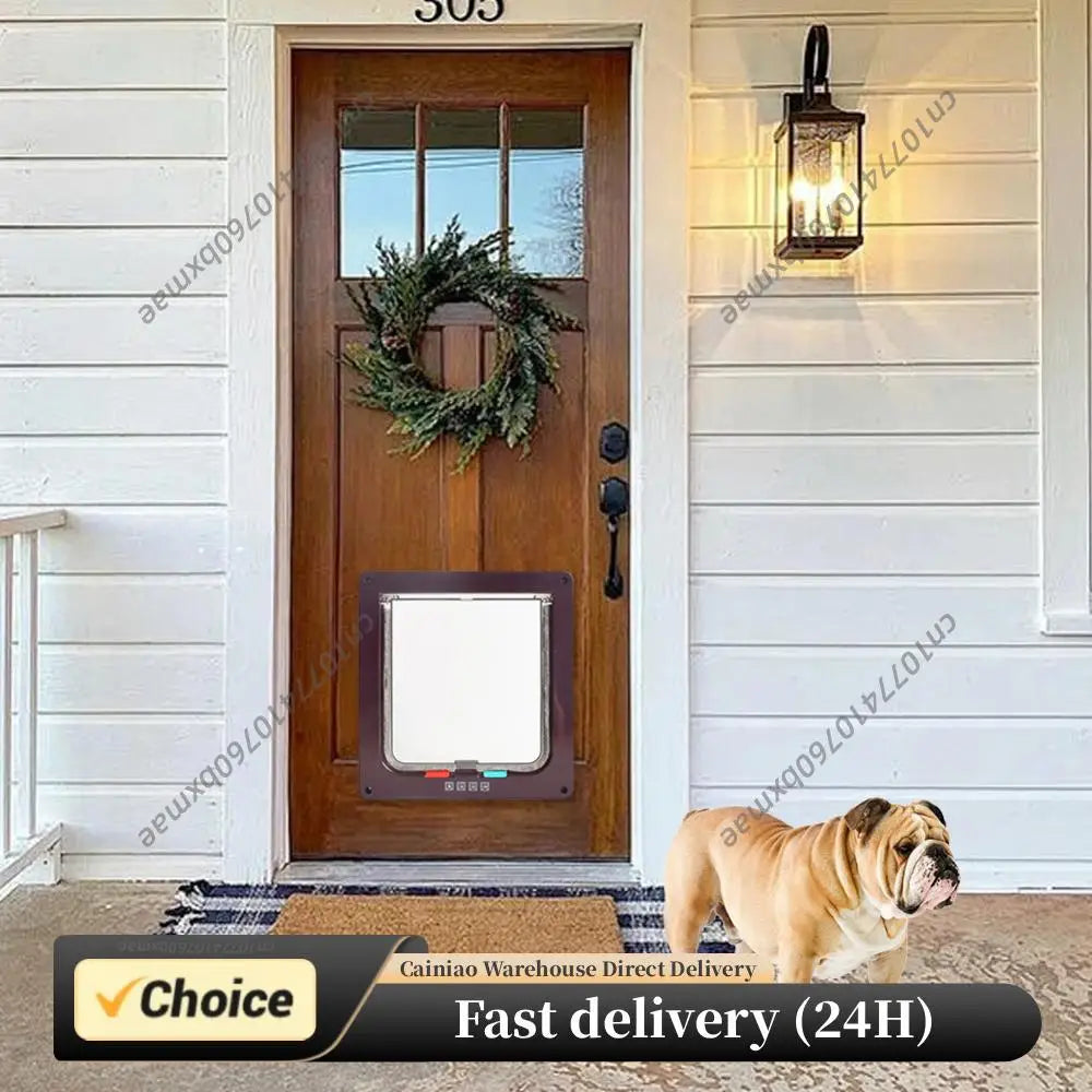 Dog Cat Kitten Flap Puppy Safety In&out Pet Door 4 Way Security Lock