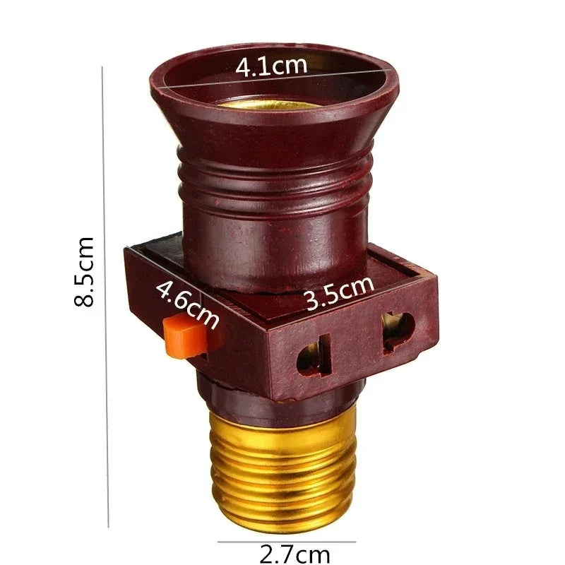 E27 Bulb Holder with Switch – 110V–240V LED Lamp Socket Adapter
