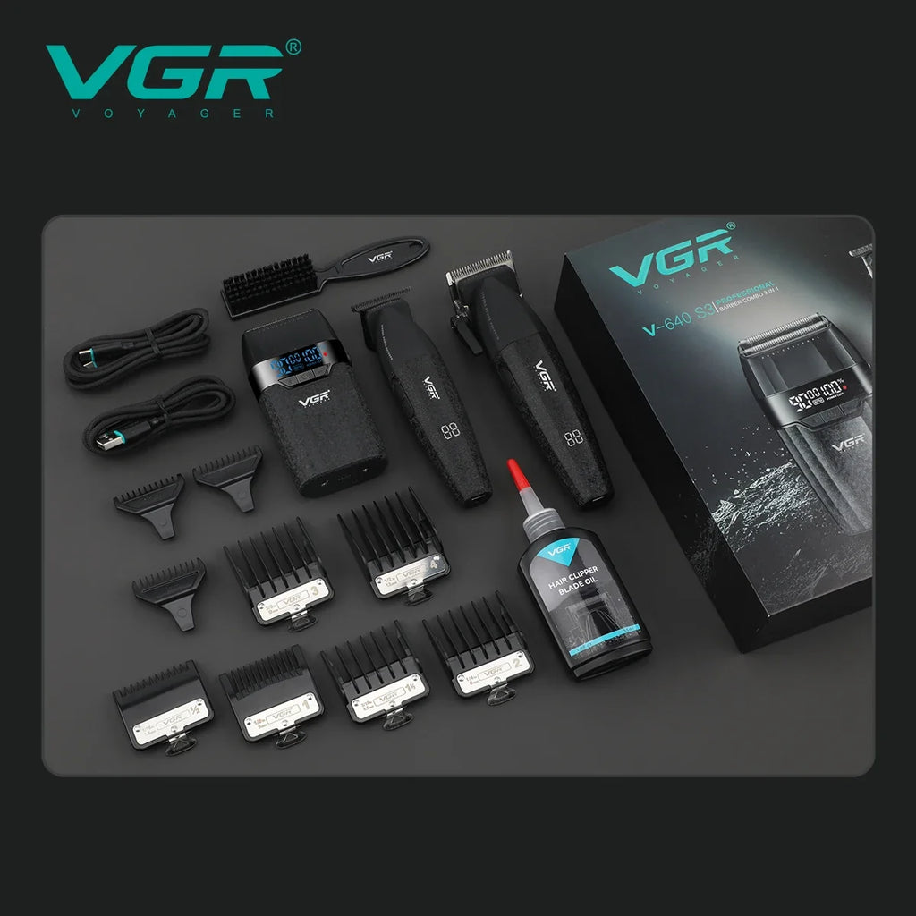 VGR V-640 S3 3-in-1 Electric Hair Clipper & Trimmer Set