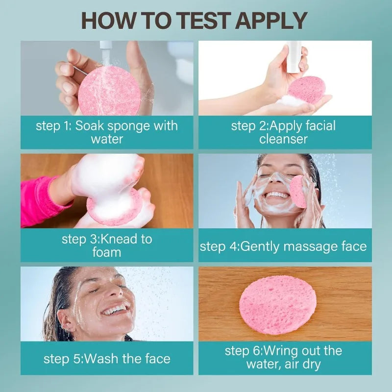 Compressed Wood Pulp Face Cleansing Sponge Puffs | 50–1000 PCS