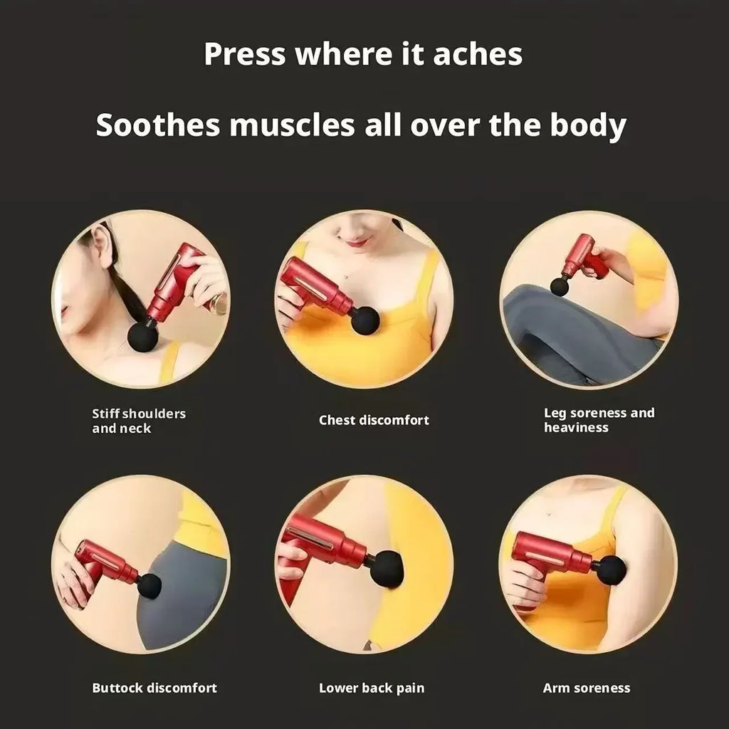Mini Fascia Massage Gun – 4 Heads & Adjustable Speed | USB