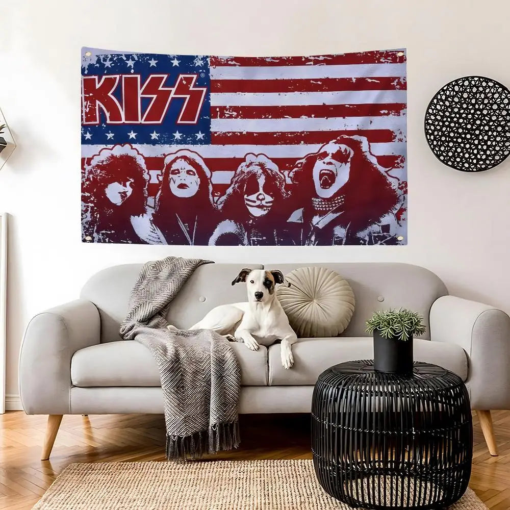 KISS Band Flag – Wall Banner for Bedroom & Concerts | 6 Sizes