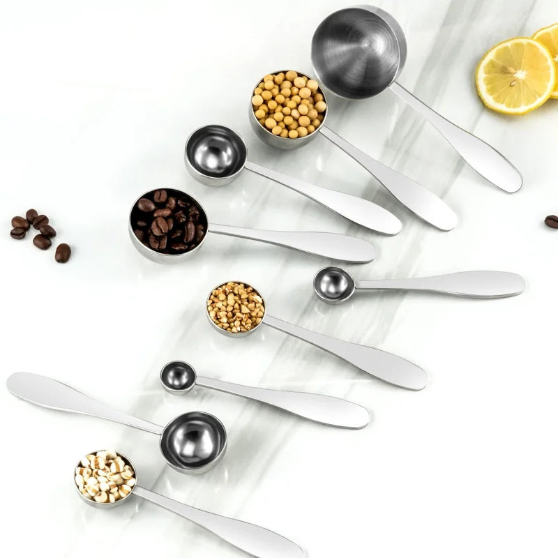 Stainless Steel Gram Measuring Spoons – 1g 3g 5g 10g Scoop Set