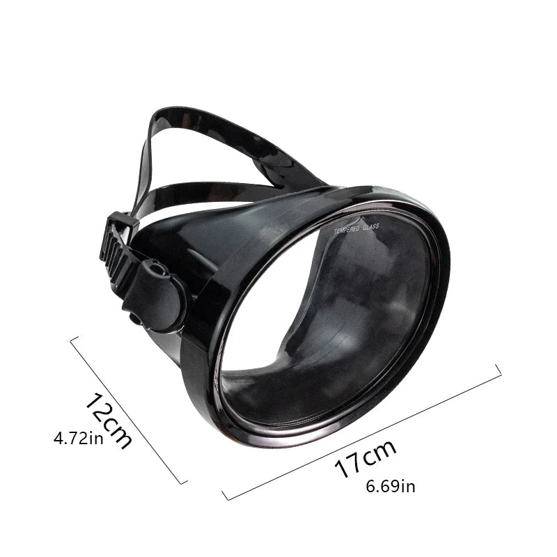 Oval Freediving Mask – Panoramic Tempered Glass Snorkel Goggles
