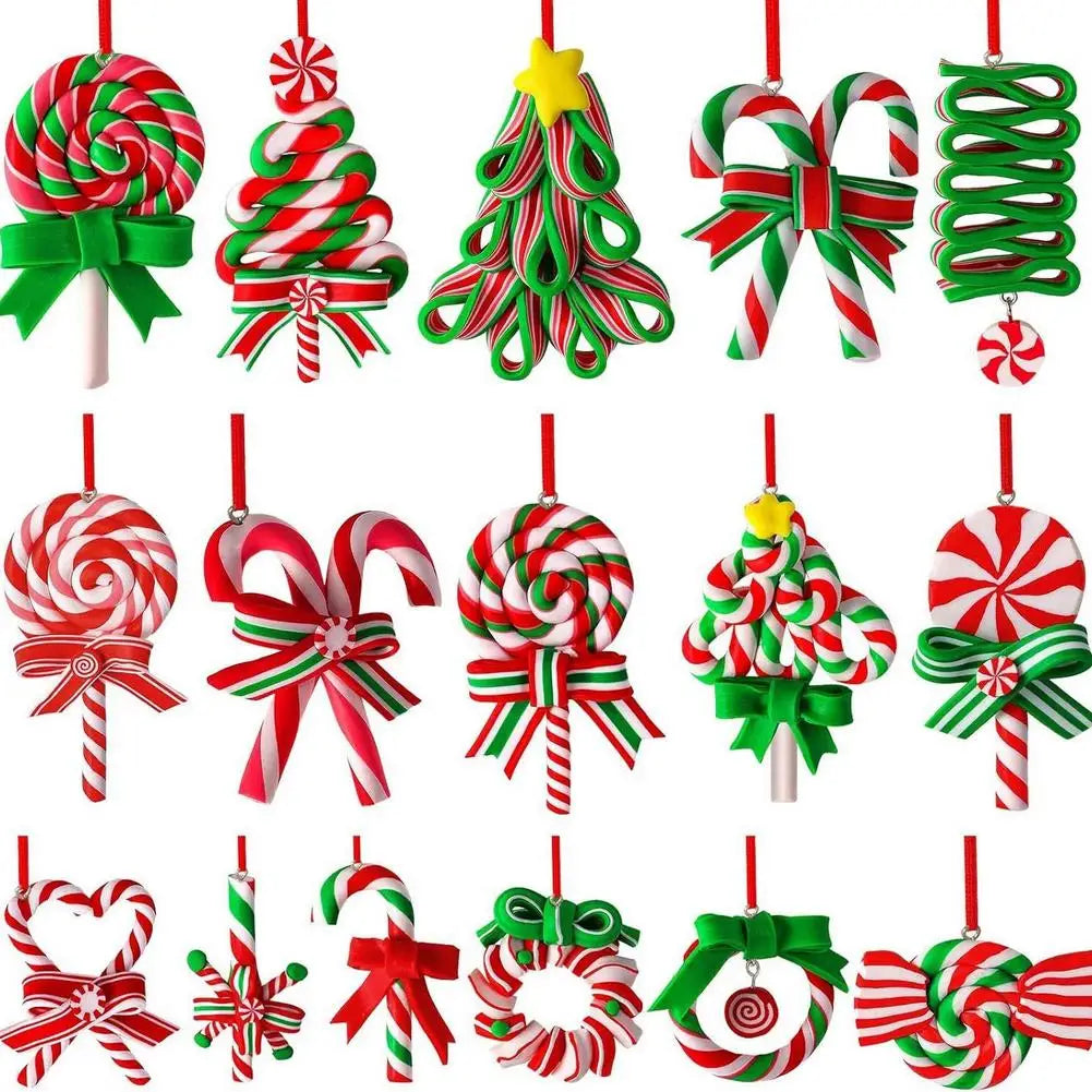 Christmas Wood Candy Cane Lollipop Ornaments – 16 or 32 Pcs