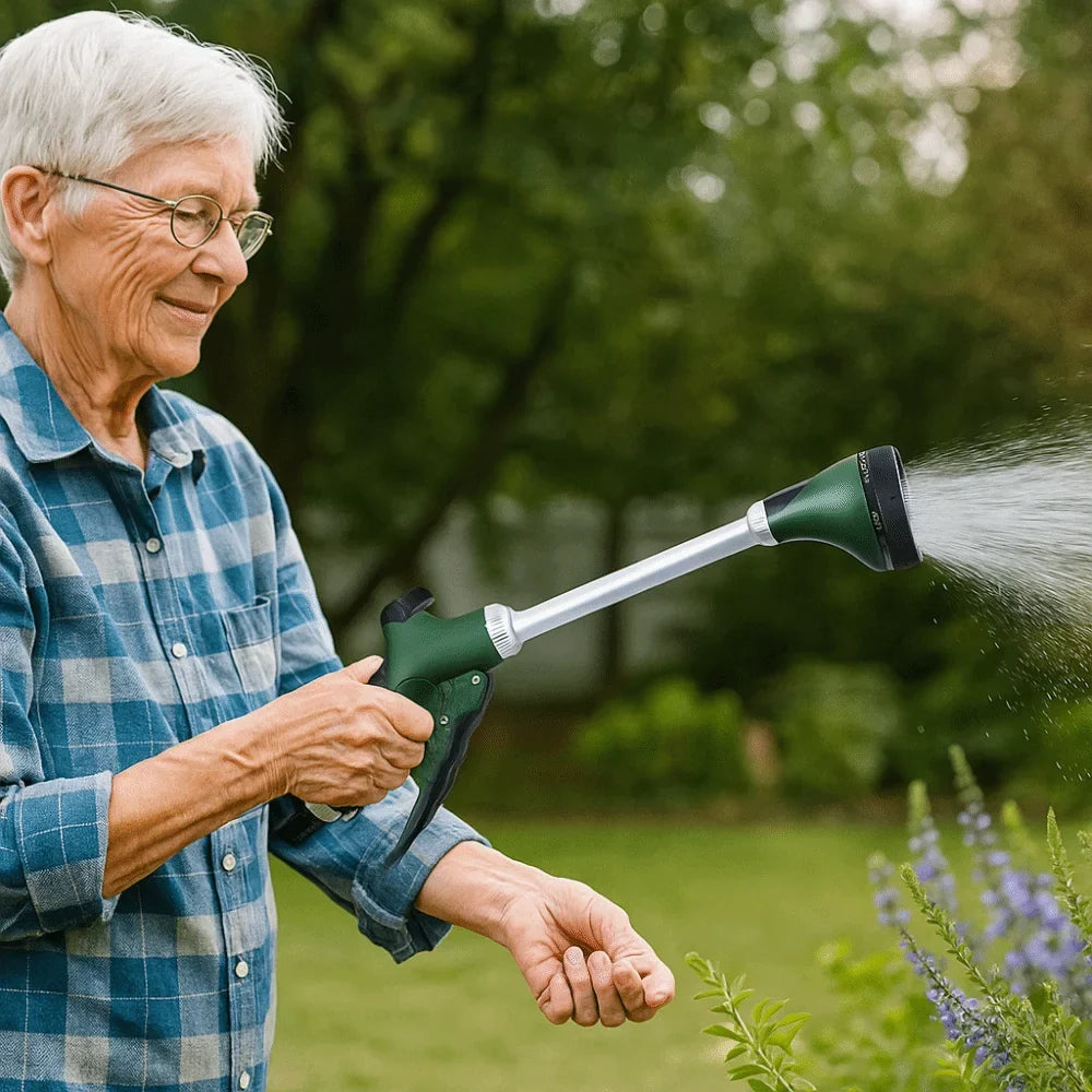 Long Handle Garden Hose Nozzle – 8-Mode Adjustable Spray