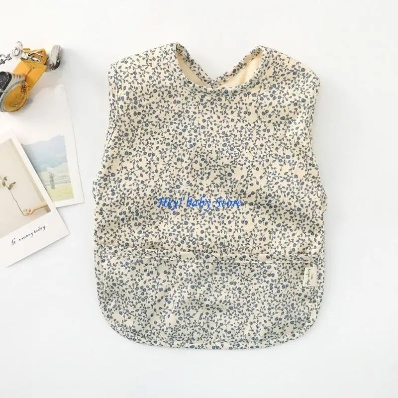 Baby Waterproof Feeding Bib with Pocket | Sleeveless Smock 0–18M