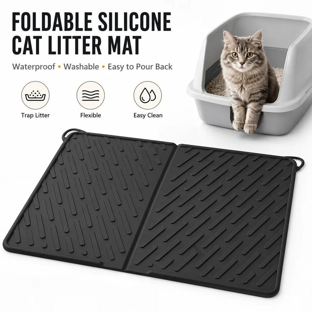 Extra Large Silicone Cat Litter Mat – Foldable & Waterproof
