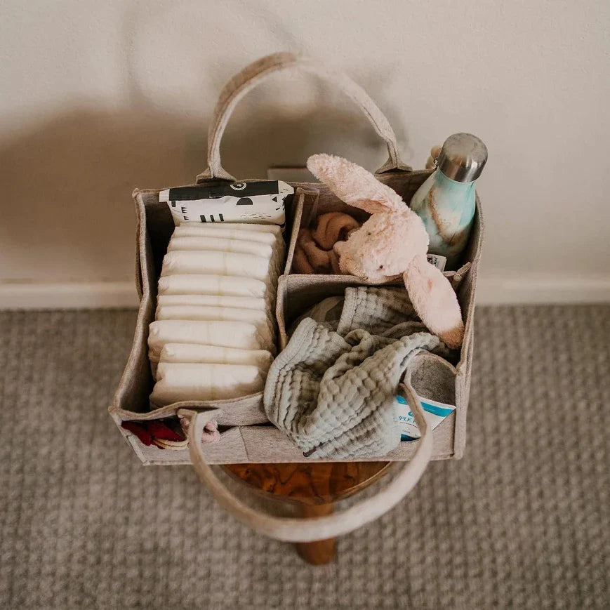 Diaper Caddy Felt Nursery Organizer | Home & Car Storage Bin
