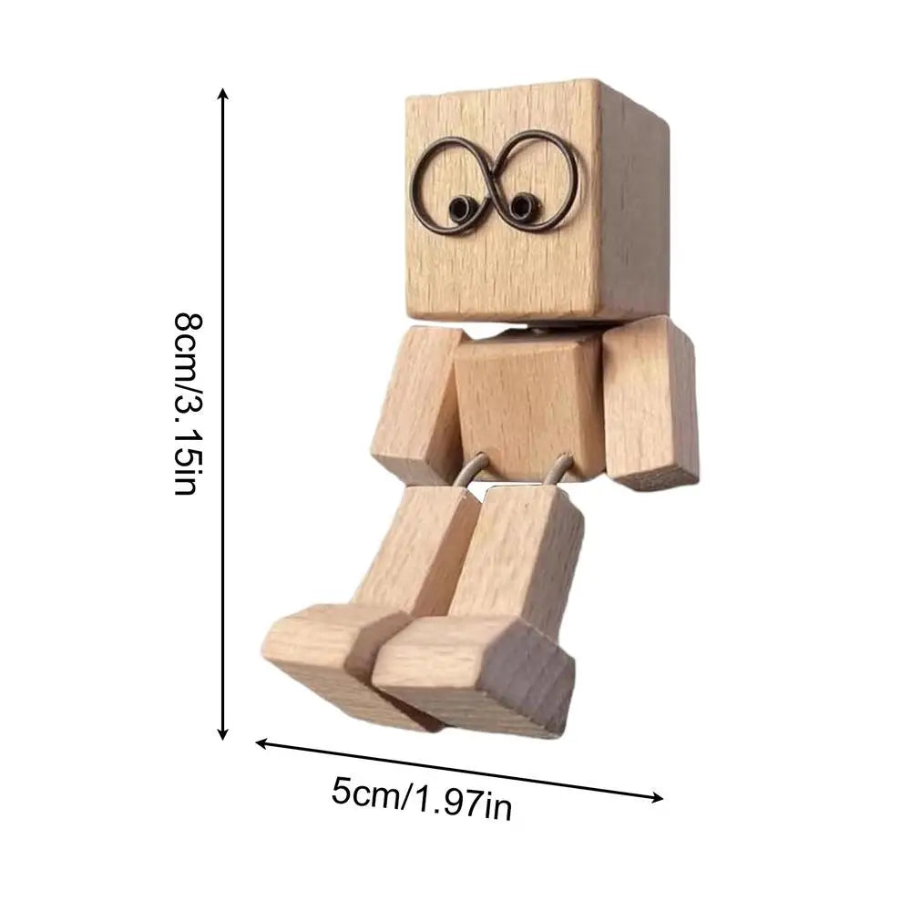 Rocking Leg Wooden Man Figurine – Desk, Shelf & Car Decor
