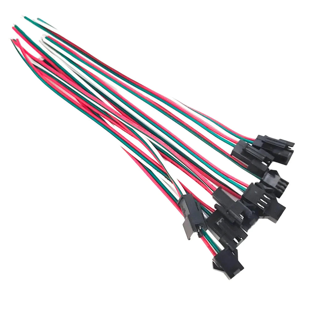 5-50 Pairs JST SM 3 Pin Connectors 22AWG Wire Female Male LED