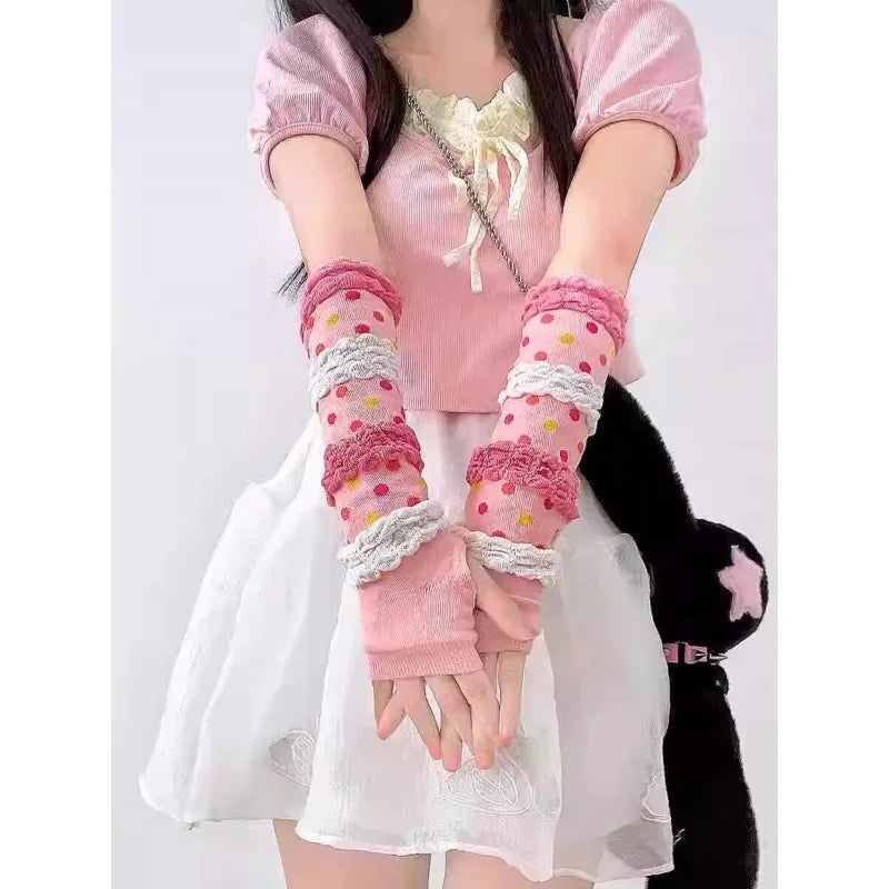 Lolita Girls Dopamine Sunscreen Sleeves Spring Autumn Arm Hand