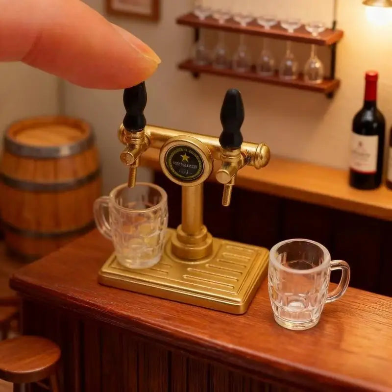 5-Piece Dollhouse Miniature Beer Mug Set – Resin Scene Decor