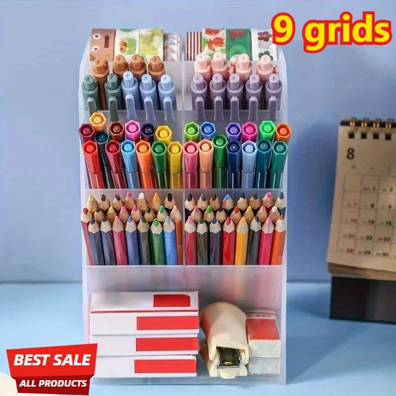 Multi Functional Desktop Pen Holder Transparent Large Capacity