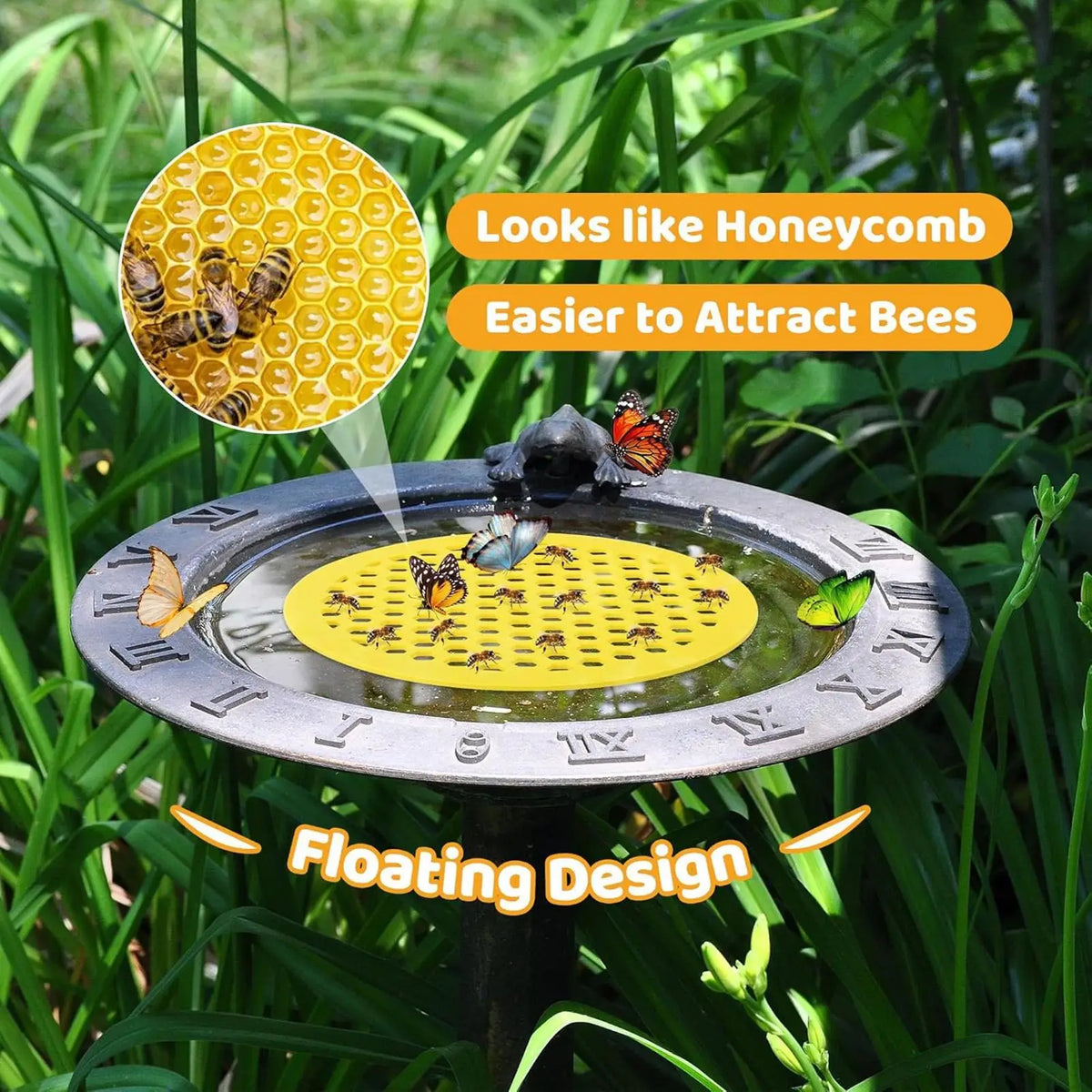 Floating Bee Island – Honeycomb Bee Waterer & Drinking Tray
